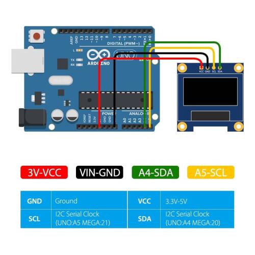 0.96" Mavi Yeşil Dual Color OLED LCD Ekran I2C IIC Communication Display - 10