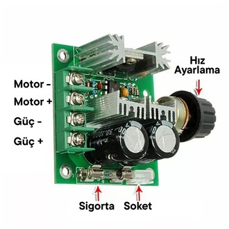 12V-40V Kademesiz Motor Hız Regülatörü 12V-40V 10A - Thumbnail