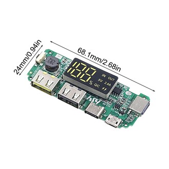 18650 Lityum Pil Şarj Modülü Dijital Göstergeli 5V2.4A 2A 1A Dual USB Çıkış - Thumbnail