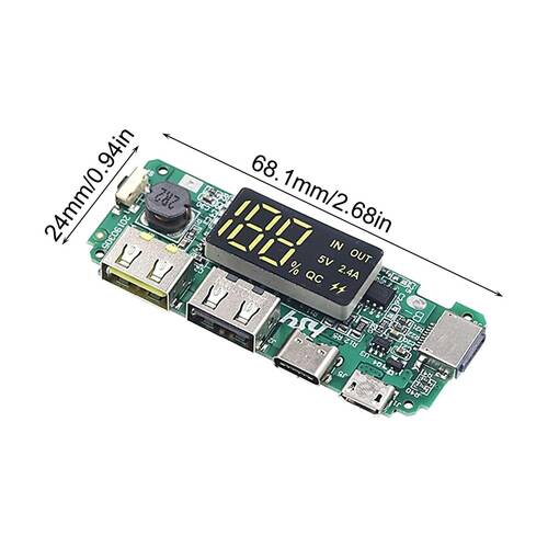 18650 Lityum Pil Şarj Modülü Dijital Göstergeli 5V2.4A 2A 1A Dual USB Çıkış