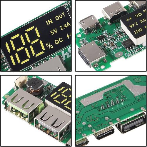 18650 Lityum Pil Şarj Modülü Dijital Göstergeli 5V2.4A 2A 1A Dual USB Çıkış