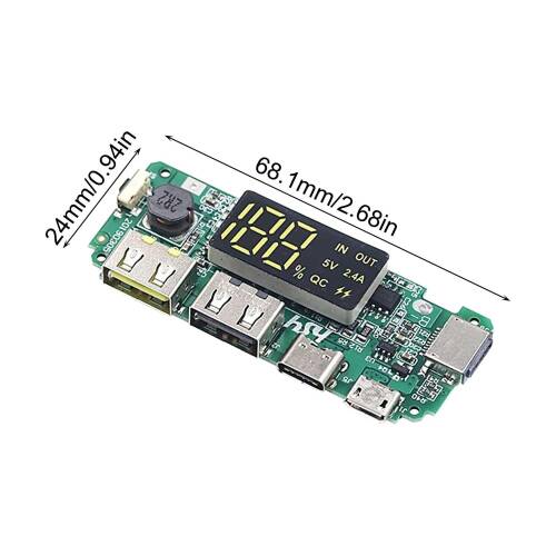 18650 Lityum Pil Şarj Modülü Dijital Göstergeli 5V2.4A 2A 1A Dual USB Çıkış - 4