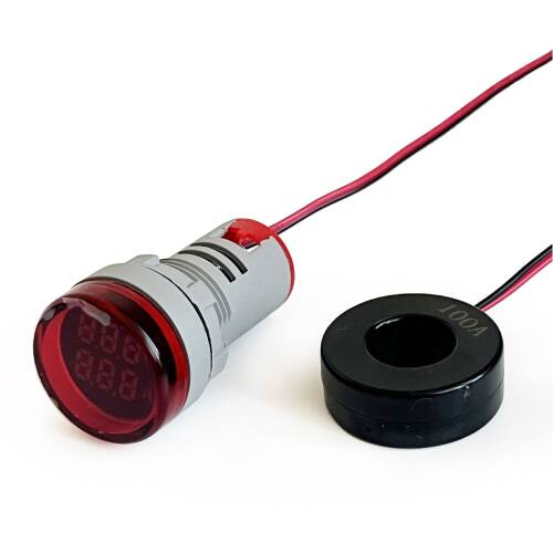 2'li Volt Amper Ölçüm 22MM AC60-500V 100A Kırmızı - 9
