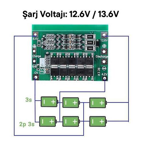 3 strings 11.1V 12.6V 18650 Lityum Batarya Koruma Devresi