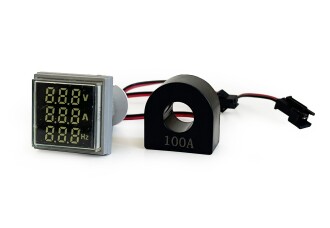 3'lü Volt Amper Hertz Ölçüm Voltmetre AC60-500V 0-100A 20-75Hz - 2