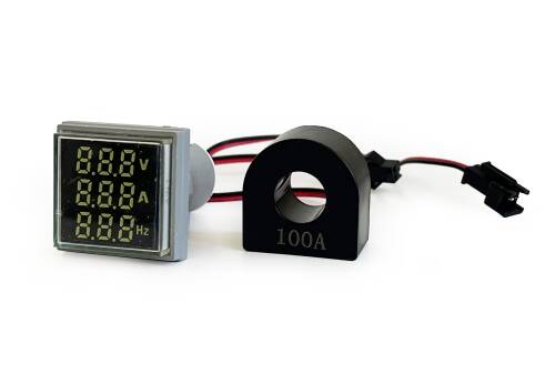 3'lü Volt Amper Hertz Ölçüm Voltmetre AC60-500V 0-100A 20-75Hz - 2