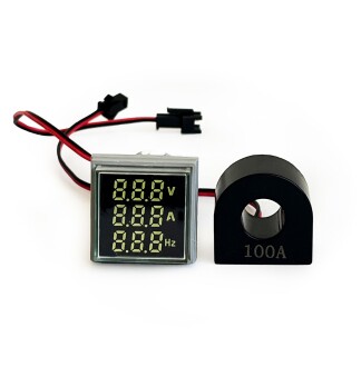 3'lü Volt Amper Hertz Ölçüm Voltmetre AC60-500V 0-100A 20-75Hz - 5