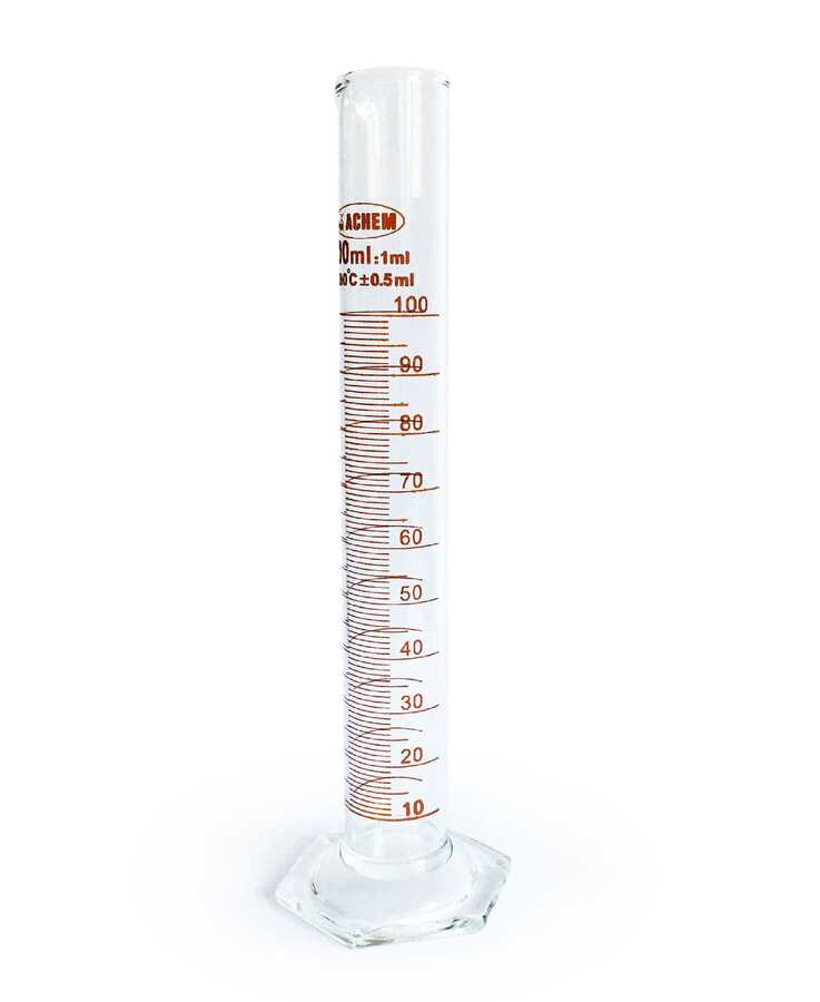  Achem 100ml Cam Mezür Uzun Form Kırmızı Skala