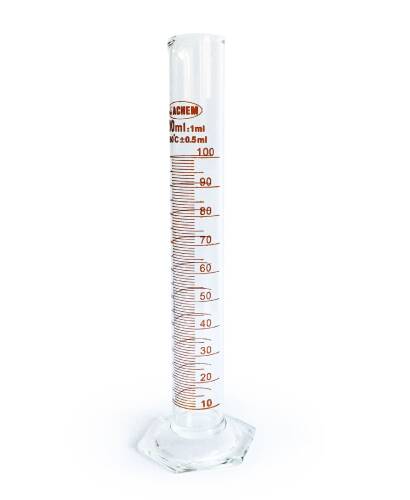ACHEM 100ml Cam Mezür Uzun Form Kırmızı Skala - 1