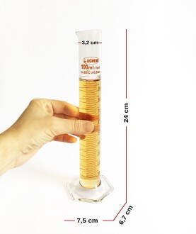 ACHEM 100ml Cam Mezür Uzun Form Kırmızı Skala - 3
