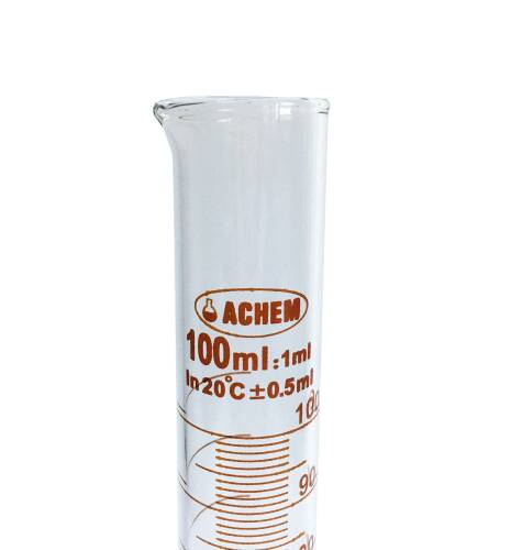 ACHEM 100ml Cam Mezür Uzun Form Kırmızı Skala - 9