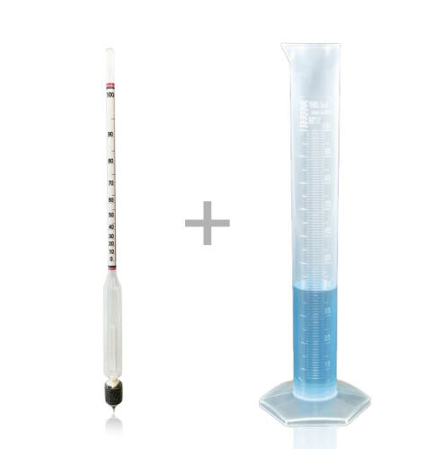 AEK-Tech 0-100 Uzun Form Alkolmetre Hidrometre ve 250ml Mezür Seti - 1