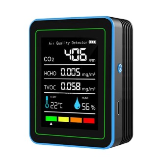 AEK-Tech 5'li CO2,HCHO,TVOC,SICAKLIK,NEM Dedektör Taşınabilir Ev Ofis Hava Kalitesi Ölçüm Cihazı 