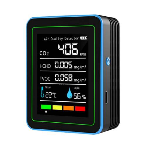 AEK-Tech 5'li CO2,HCHO,TVOC,SICAKLIK,NEM Dedektör Taşınabilir Ev Ofis Hava Kalitesi Ölçüm Cihazı - 1