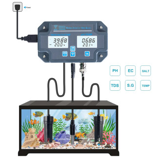 AEK-tech 6'sı Birarada WiFi Su Kalitesi Test Ölçüm Cihazı PH/EC/TDS/SALT/G.S/ Temp - 2