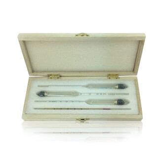 AEK-Tech Ahşap Kutulu Alkolmetre ve Mezür Seti 0-40-70-100 - 2