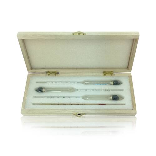 AEK-Tech Ahşap Kutulu Alkolmetre ve Mezür Seti 0-40-70-100 - 2