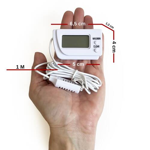 AEK-Tech Dijital Min-Max Prob Termometre Nem Ölçer Beyaz