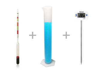 AEK-Tech - Triple Scale Hydrometer, 250ml Plastic Measure and Probe Food Thermometer Set