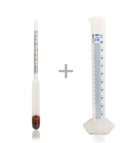 AEK-Tech Kısa Form Alkolmetre ve 100ml Mezür Seti - 1