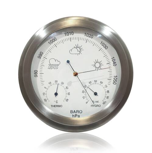 AEK-Tech Mekanik İbreli Barometre Metal Gövde Büyük Beyaz - 1