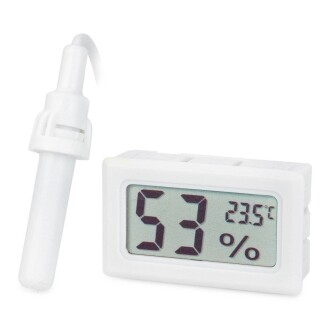 AEK-Tech Digital Mini Probe Thermometer Hygrometer Incubator Terrarium White