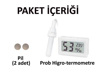 AEK-Tech Prob Kuluçka Nem Ölçer Termometre (beyaz) - Thumbnail