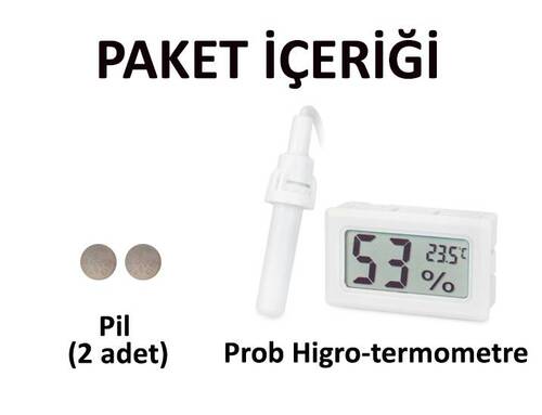 AEK-Tech Prob Kuluçka Nem Ölçer Termometre (beyaz)