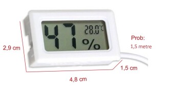 AEK-Tech Prob Nem Ölçer Termometre (Beyaz) Kuluçka Sera Teraryum - 5