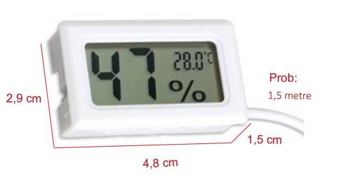 AEK-Tech Prob Nem Ölçer Termometre (Beyaz) Kuluçka Sera Teraryum - 5