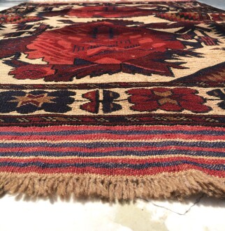 Afgan Berceste Sumak Kilim Üzerine Kabartma El Dokuması  Yün Halı 128x188 - 5