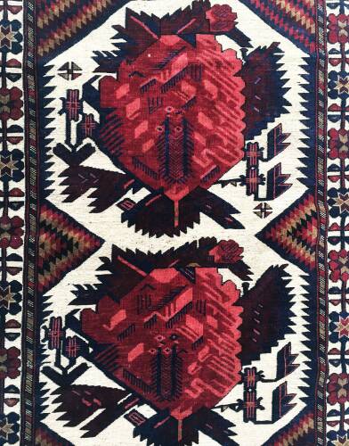 Afgan Berceste Sumak Kilim Üzerine Kabartma El Dokuması  Yün Halı 128x188 - 7