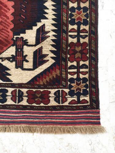 Afgan Berceste Sumak Kilim Üzerine Kabartma El Dokuması  Yün Halı 128x188 - 8