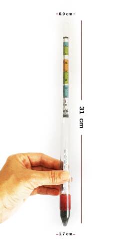 Alla 0.990-0.1160 Şarap Bira Hidrometresi 0.38% Brix Termometreli - 2