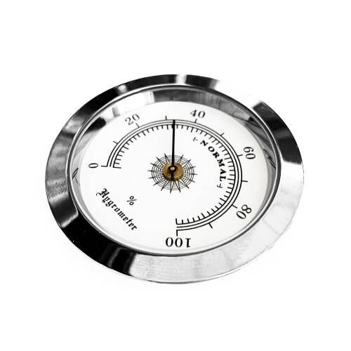 Analog Higrometre Nem Ölçer Humidor Puro Kutusu İçin Metal Çerçeve Beyaz 50mm - 2