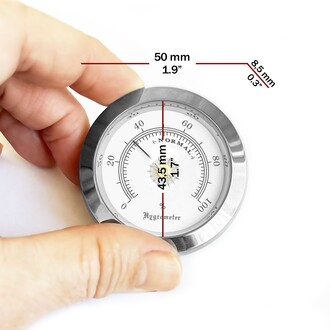 Analog Higrometre Nem Ölçer Humidor Puro Kutusu İçin Metal Çerçeve Beyaz 50mm - Thumbnail