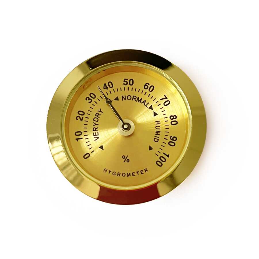  Analog Higrometre Nem Ölçer Humidor Puro Kutusu İçin Metal Çerçeve Sarı 37mm