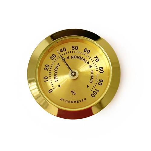 Analog Higrometre Nem Ölçer Humidor Puro Kutusu İçin Metal Çerçeve Sarı 37mm - 1