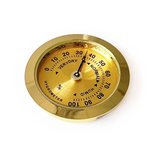 Analog Higrometre Nem Ölçer Humidor Puro Kutusu İçin Metal Çerçeve Sarı 37mm - 2