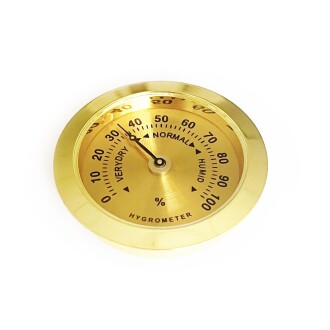 Analog Higrometre Nem Ölçer Humidor Puro Kutusu İçin Metal Çerçeve Sarı 37mm - 6