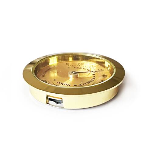 Analog Higrometre Nem Ölçer Humidor Puro Kutusu İçin Metal Çerçeve Sarı 37mm - 8