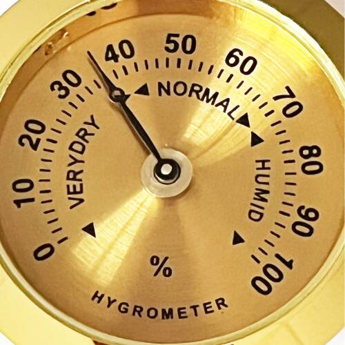 Analog Higrometre Nem Ölçer Humidor Puro Kutusu İçin Metal Çerçeve Sarı 37mm - 9