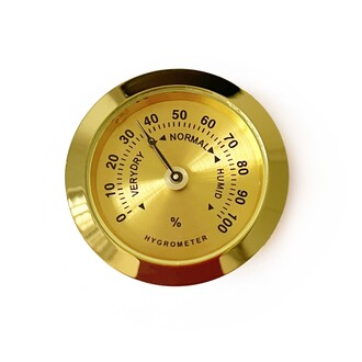 Analog Higrometre Nem Ölçer Humidor Puro Kutusu İçin Metal Çerçeve Sarı 37mm - Thumbnail