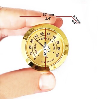 Analog Higrometre Nem Ölçer Humidor Puro Kutusu İçin Metal Çerçeve Sarı 37mm - Thumbnail