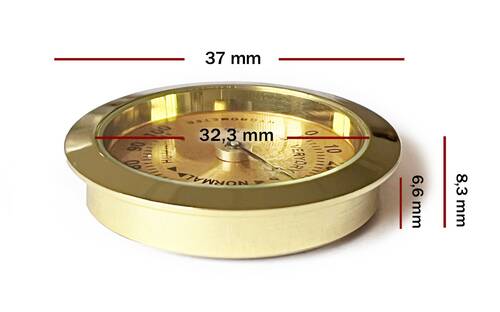 Analog Higrometre Nem Ölçer Humidor Puro Kutusu İçin Metal Çerçeve Sarı 37mm
