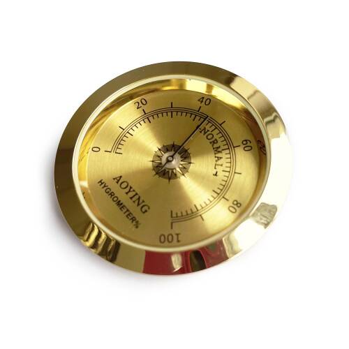Analog Higrometre Nem Ölçer Humidor Puro Kutusu İçin Metal Çerçeve Sarı 50mm - 2