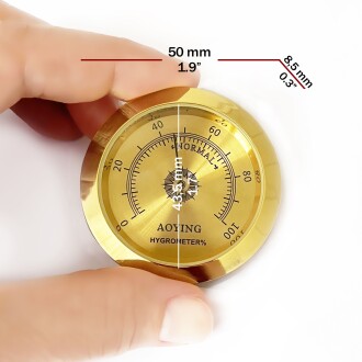 Analog Higrometre Nem Ölçer Humidor Puro Kutusu İçin Metal Çerçeve Sarı 50mm - 3