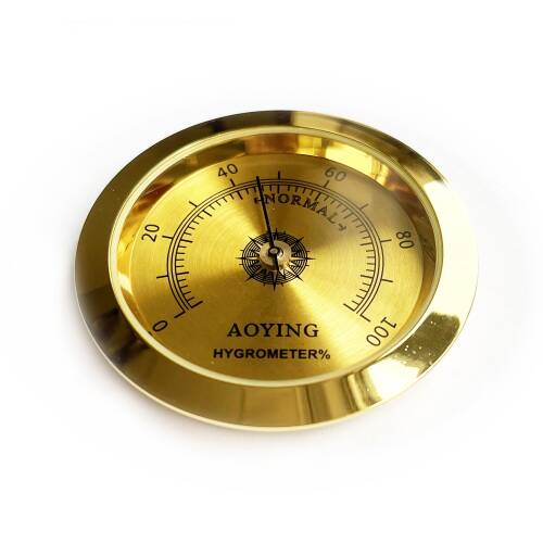 Analog Higrometre Nem Ölçer Humidor Puro Kutusu İçin Metal Çerçeve Sarı 50mm - 6