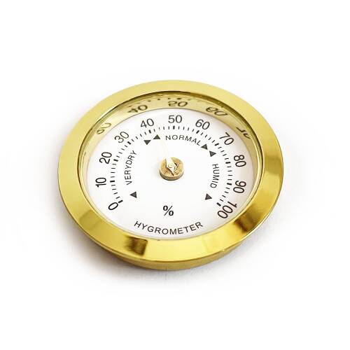 Analog Higrometre Nem Ölçer Humidor Puro Kutusu İçin Metal Çerçeve Sarı-Beyaz 37mm - 6