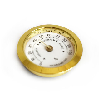 Analog Higrometre Nem Ölçer Humidor Puro Kutusu İçin Metal Çerçeve Sarı-Beyaz 37mm - 10